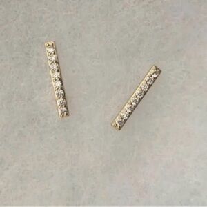 14K Gold Plated Sterling Silver Post Dainty Mini Bar Stud Earrings new unused
